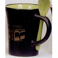 8 Oz. Spooner Mug w/Spoons in Lime Green In & Black Matte Out Twilight